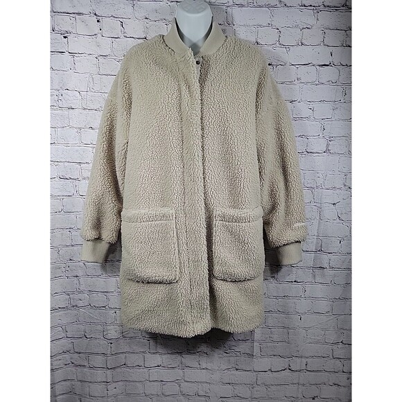 EDDIE BAUER Lynden Fleece Parka Cream M - Picture 1 of 8